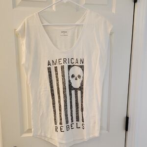 Express White Tee with Graphic Design